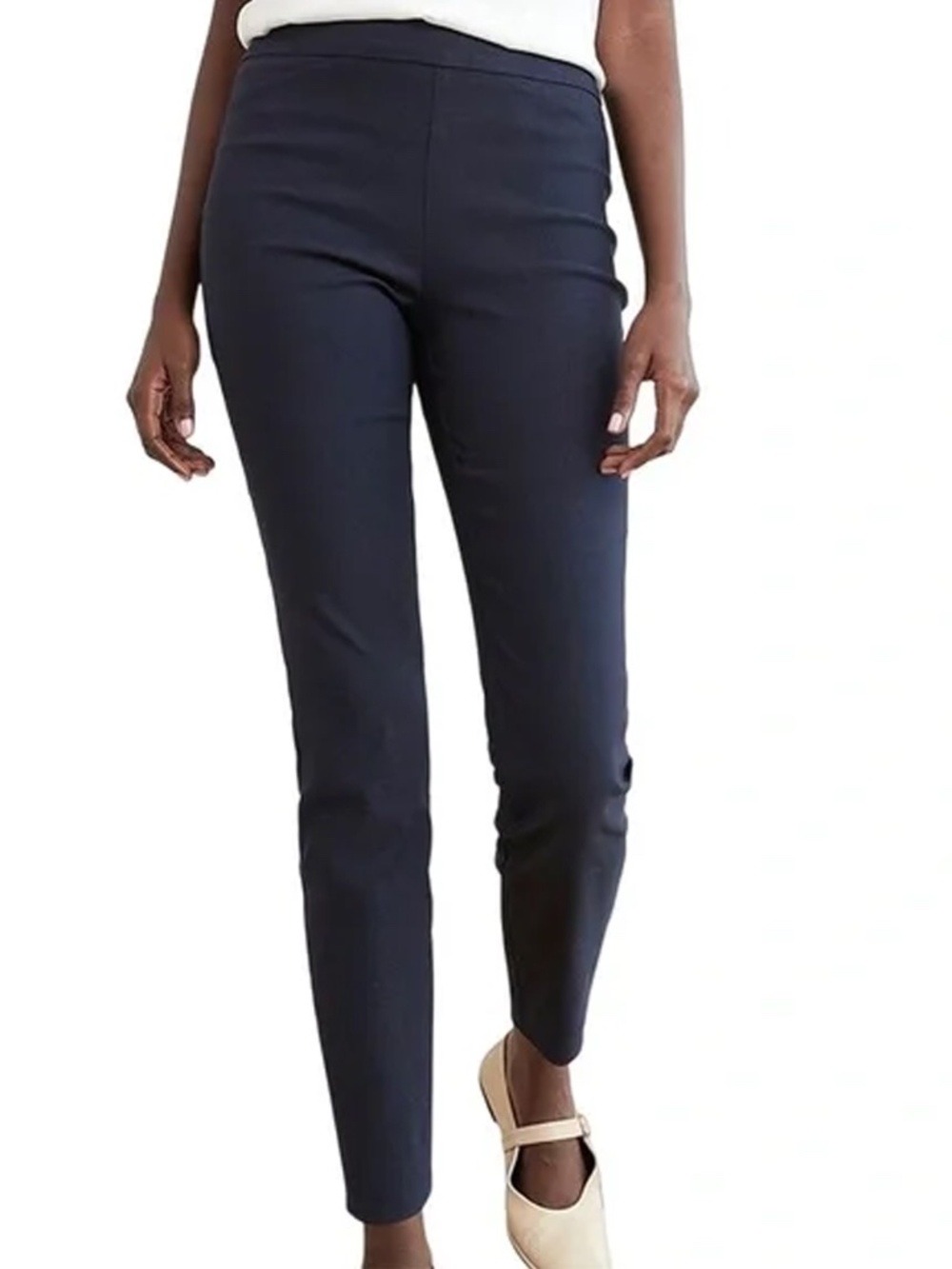 RW&CO. Pant Trouser Cigarette Slim Leg Navy Back Pockets Cotton Blend